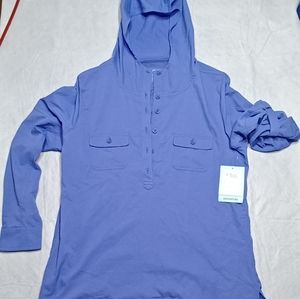 Reel Legends Performance Outfitters Long Sleeve Woman's Hood Top Large Baja Blue